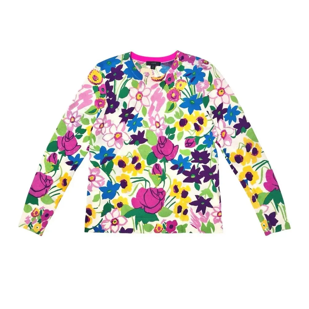 J. Crew | Women | Margot Floral Garden Merino Wool Crew Neck Sweater | Small
